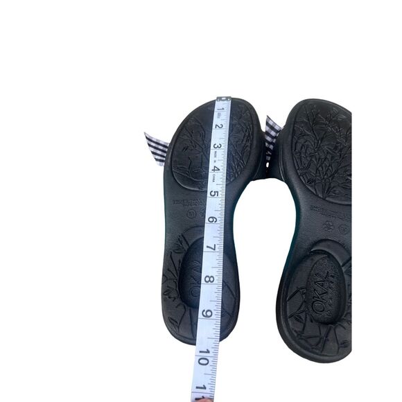 Oka-B Bow Embellished Slides Madison Slide Sandals with Gingham Bows Black and W - Picture 8 of 9